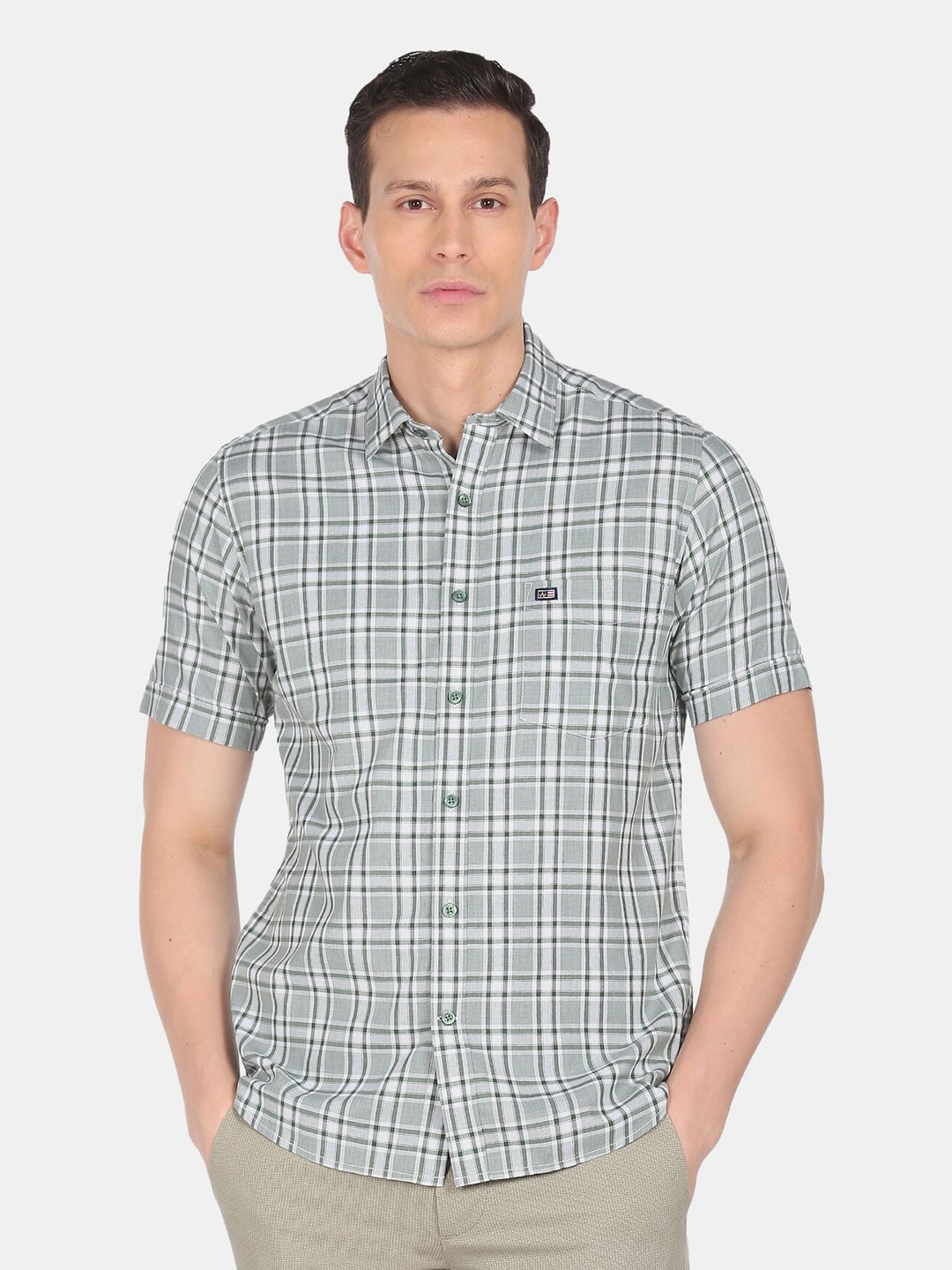 

Arrow Sport Men Green Checked Casual Shirt