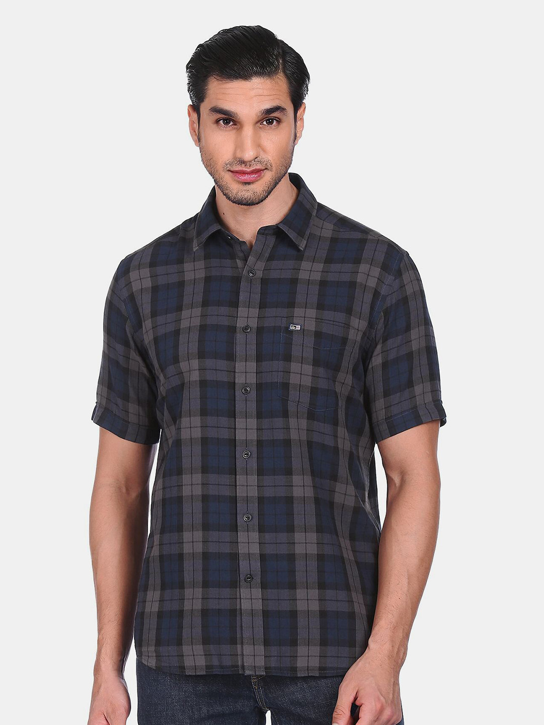 

Arrow Sport Men Grey Tartan Checks Checked Casual Shirt