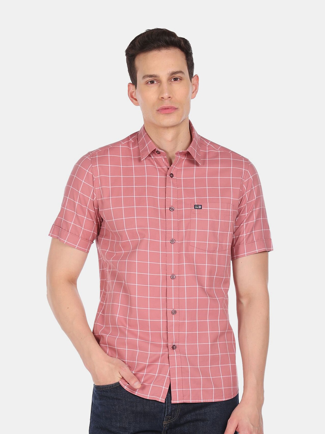 

Arrow Sport Men Pink Cotton Checked Casual Shirt