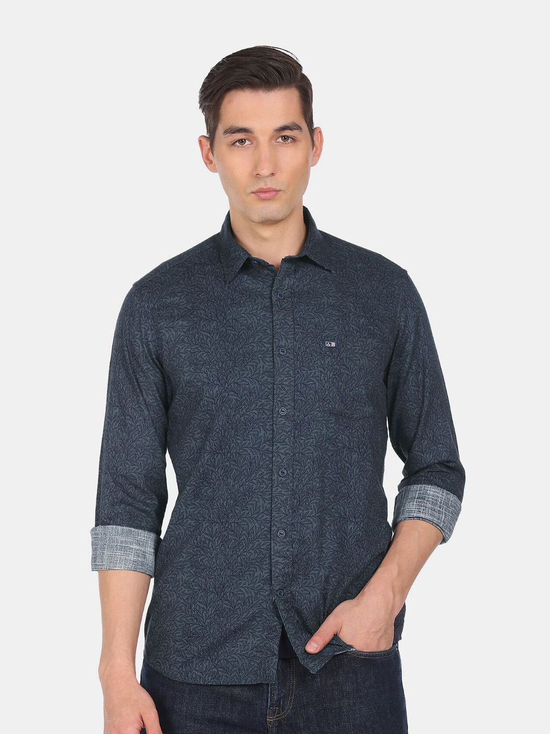 

Arrow Sport Men Grey Slim Fit Printed Casual Cotton Shirt