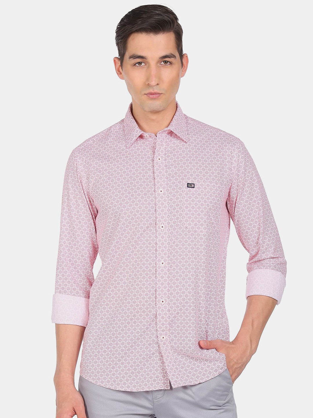 

Arrow Sport Men Red & White Printed Pure Cotton Casual Shirt, Pink