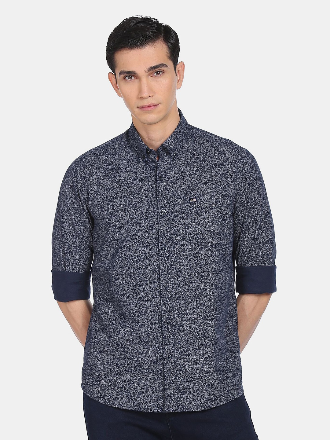 

Arrow Sport Men Blue Slim Fit Floral Printed Cotton Casual Shirt