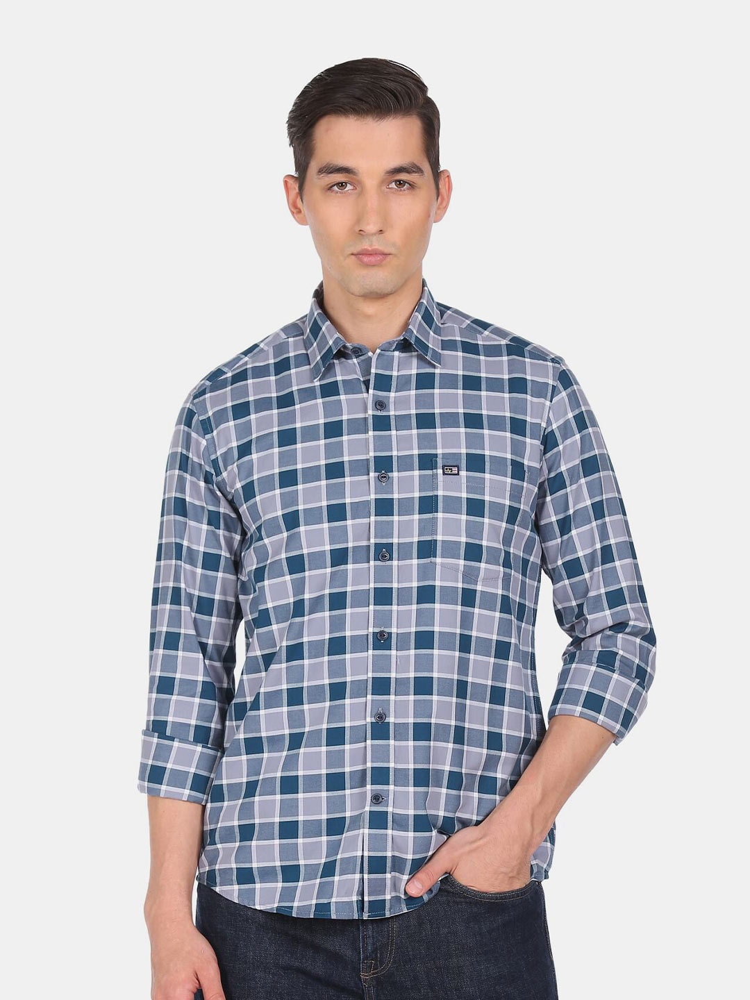 

Arrow Sport Men Blue Slim Fit Tartan Checked Casual Shirt