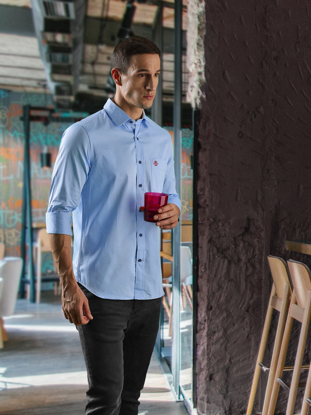 

U S Polo Assn Men Blue Solid Casual Shirt
