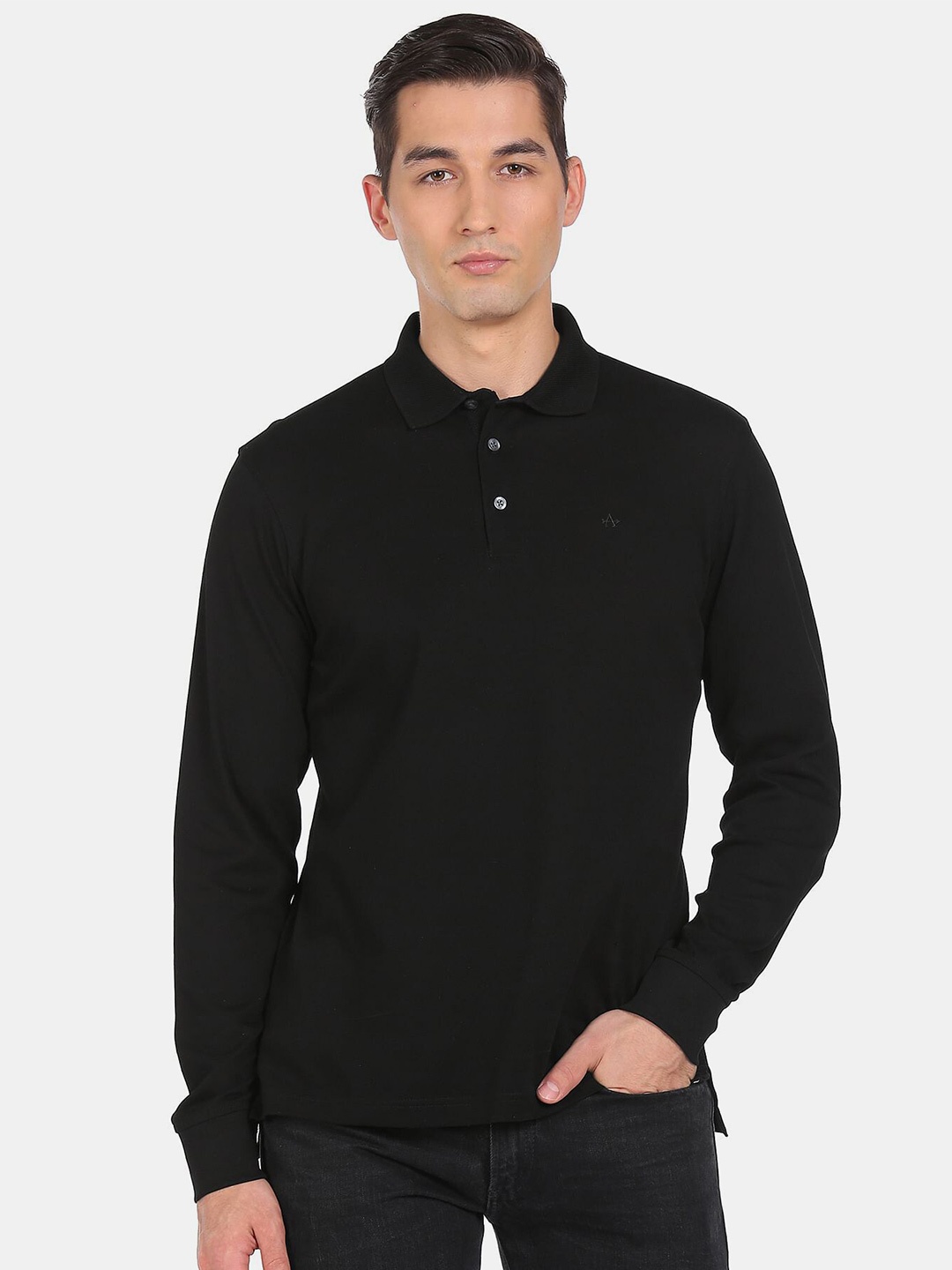 

Arrow Men Black Polo Collar Pure Cotton T-shirt