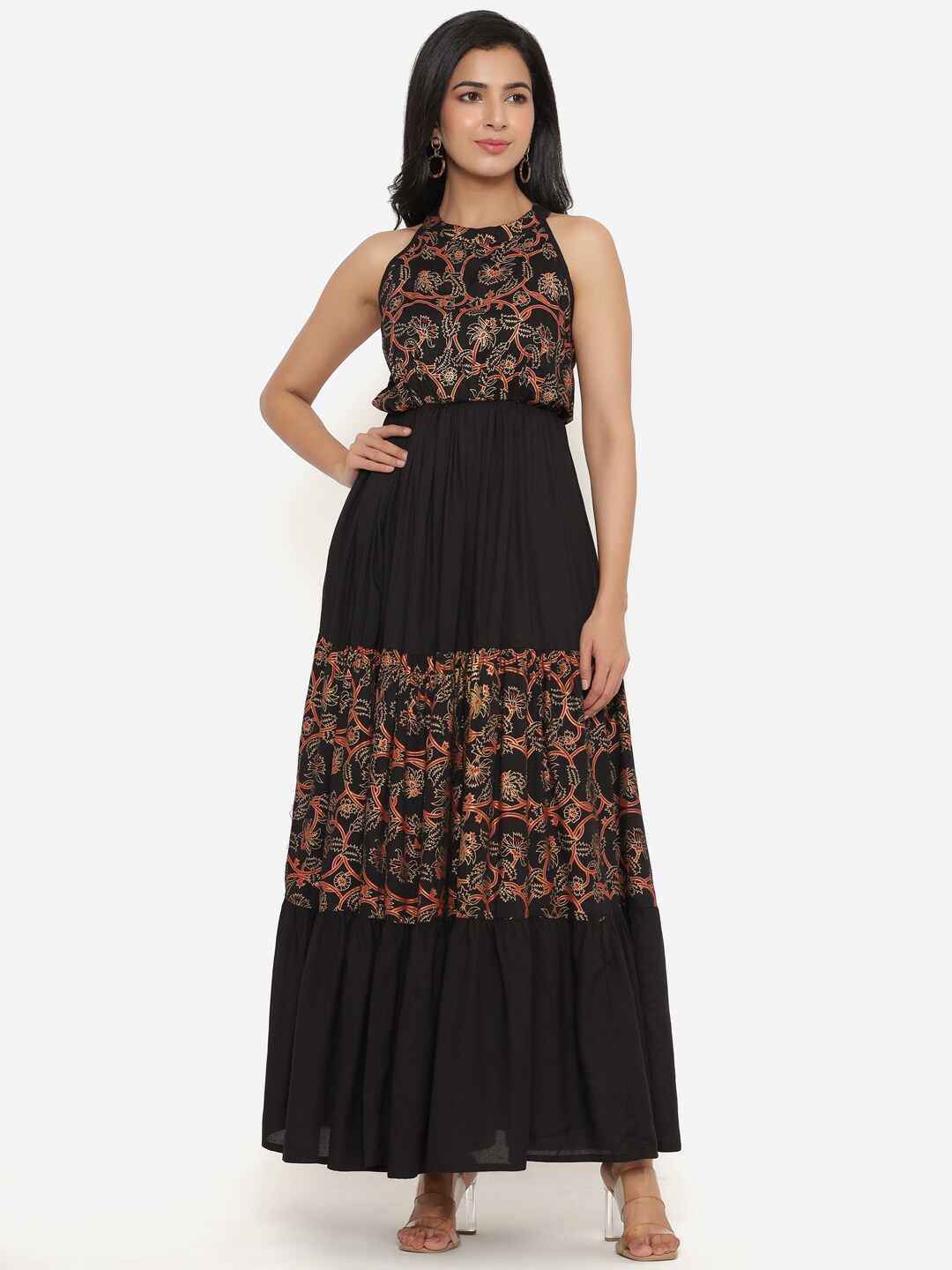 

PURSHOTTAM WALA Black Ethnic Motifs Maxi Dress