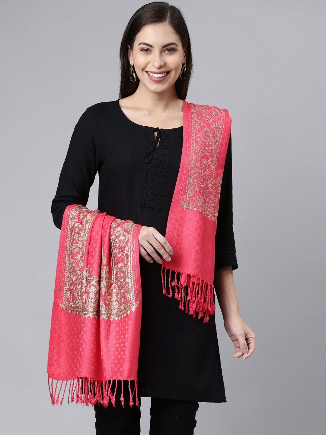 

Pashmoda Women Pink Embroidered Shawl