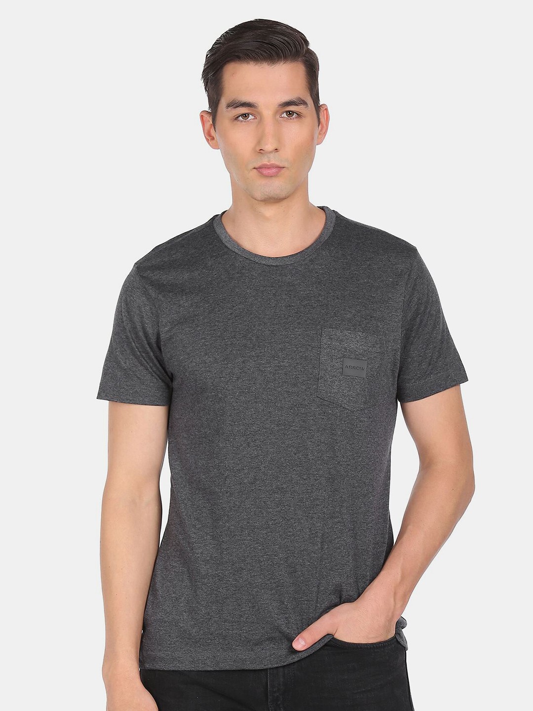

Arrow New York Men Grey Cotton T-shirt