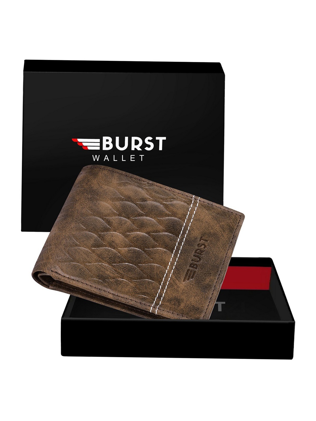 

BURST Men Brown Textured Two Fold Wallet with SIM Card Holder