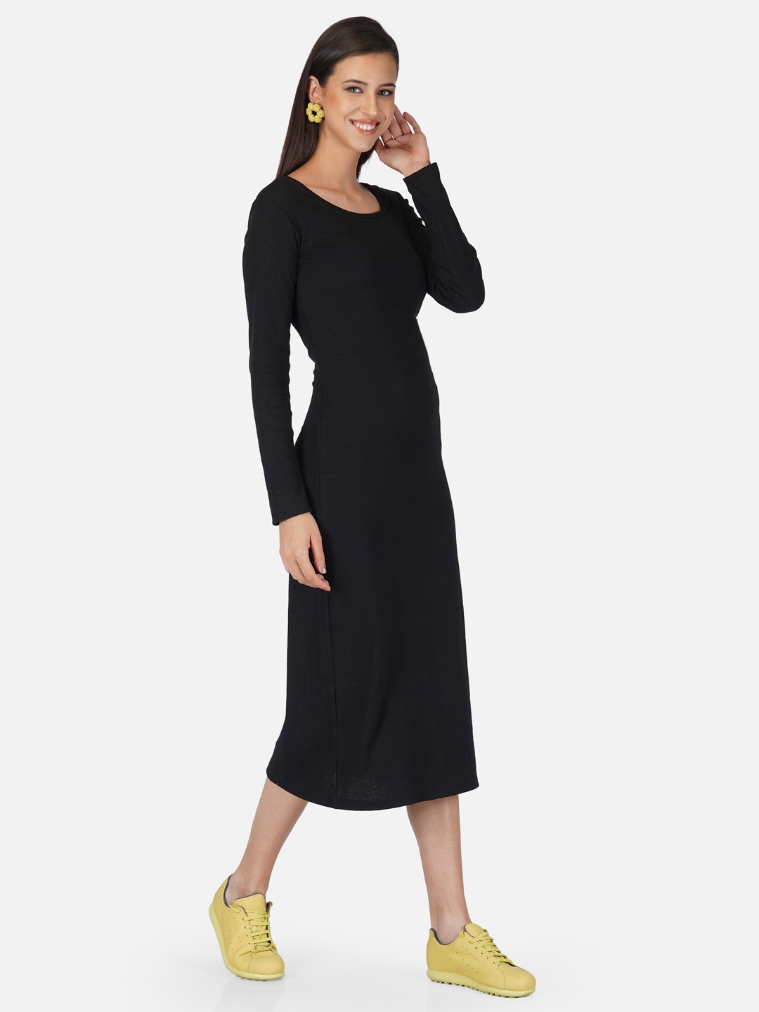 

Tinted Women Black Bodycon Midi Dress