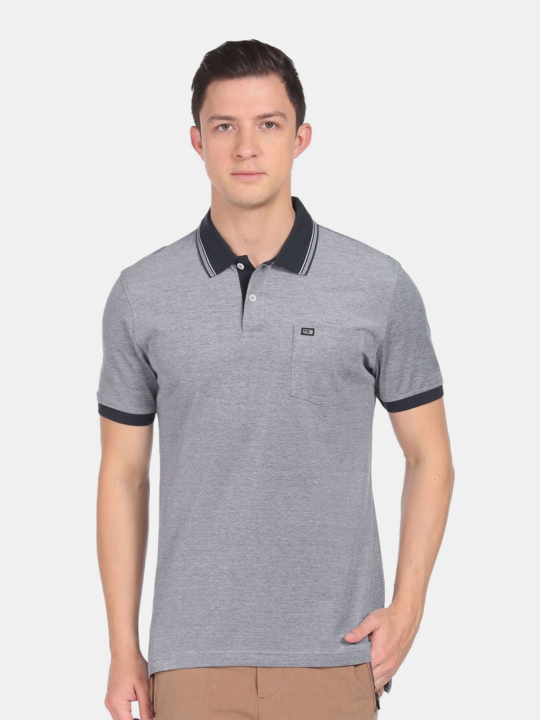 

Arrow Sport Men Grey Polo Collar T-shirt