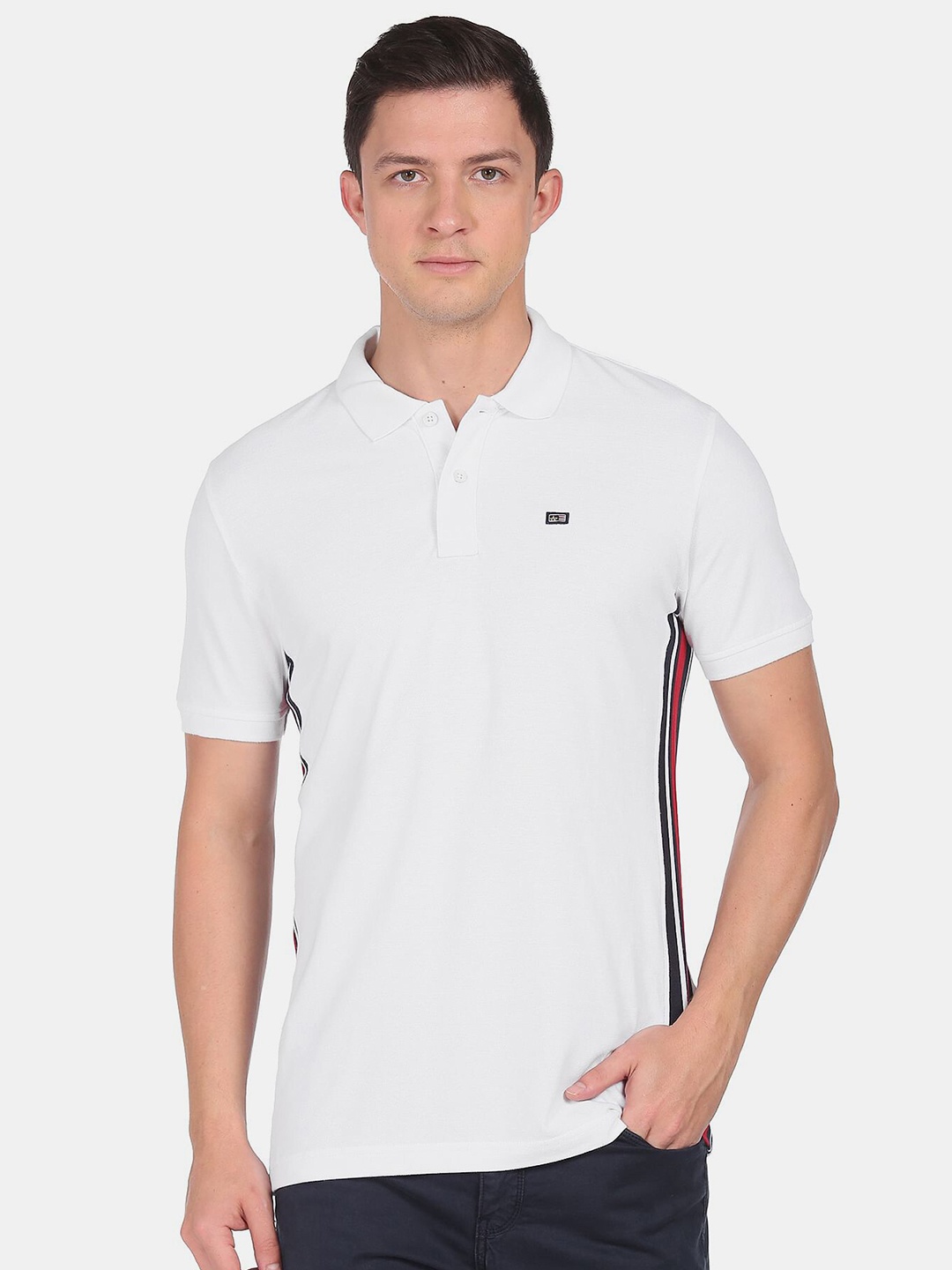 

Arrow Sport Men White Solid Polo Collar T-shirt