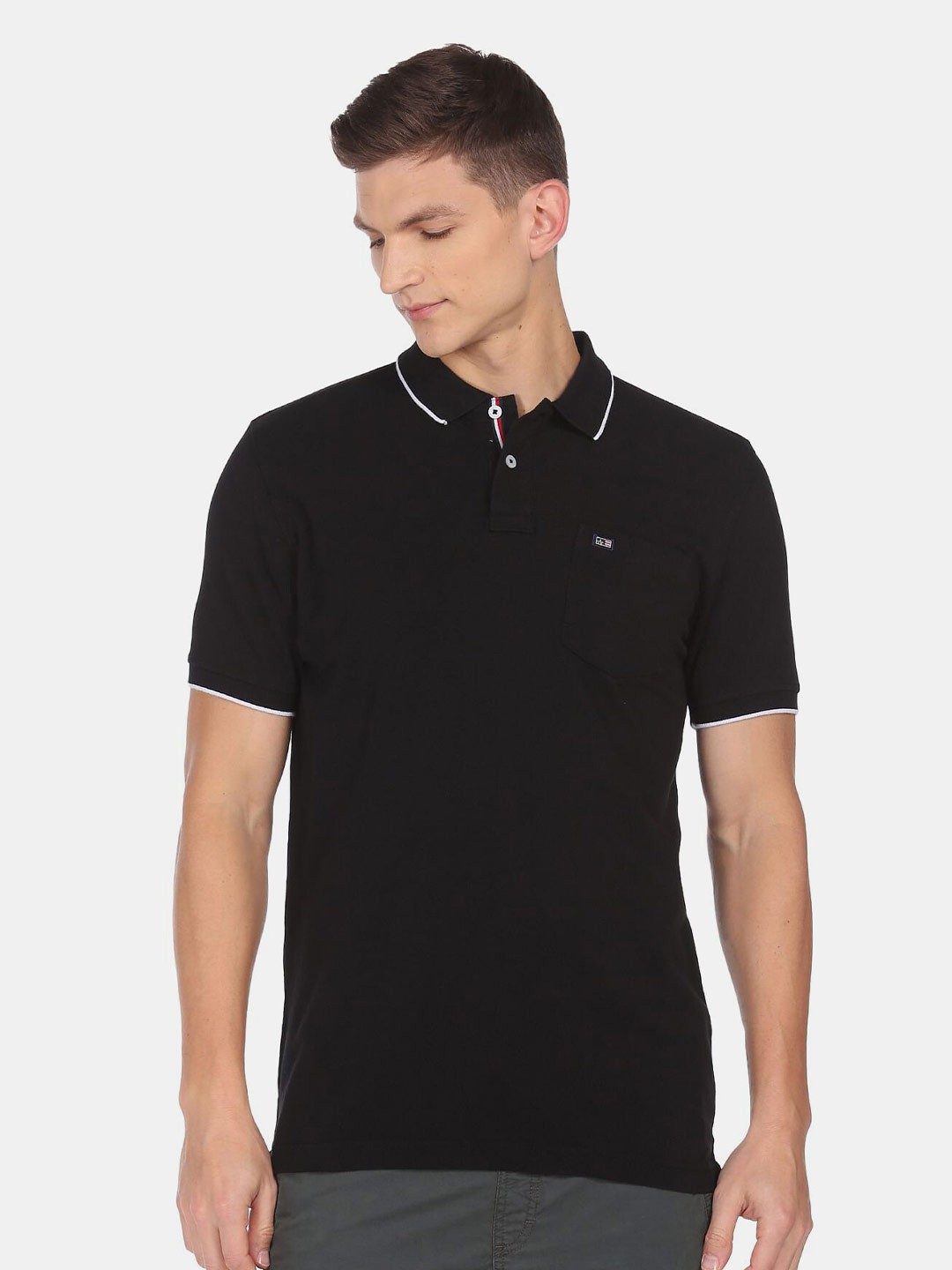 

Arrow Sport Men Black Polo Collar T-shirt