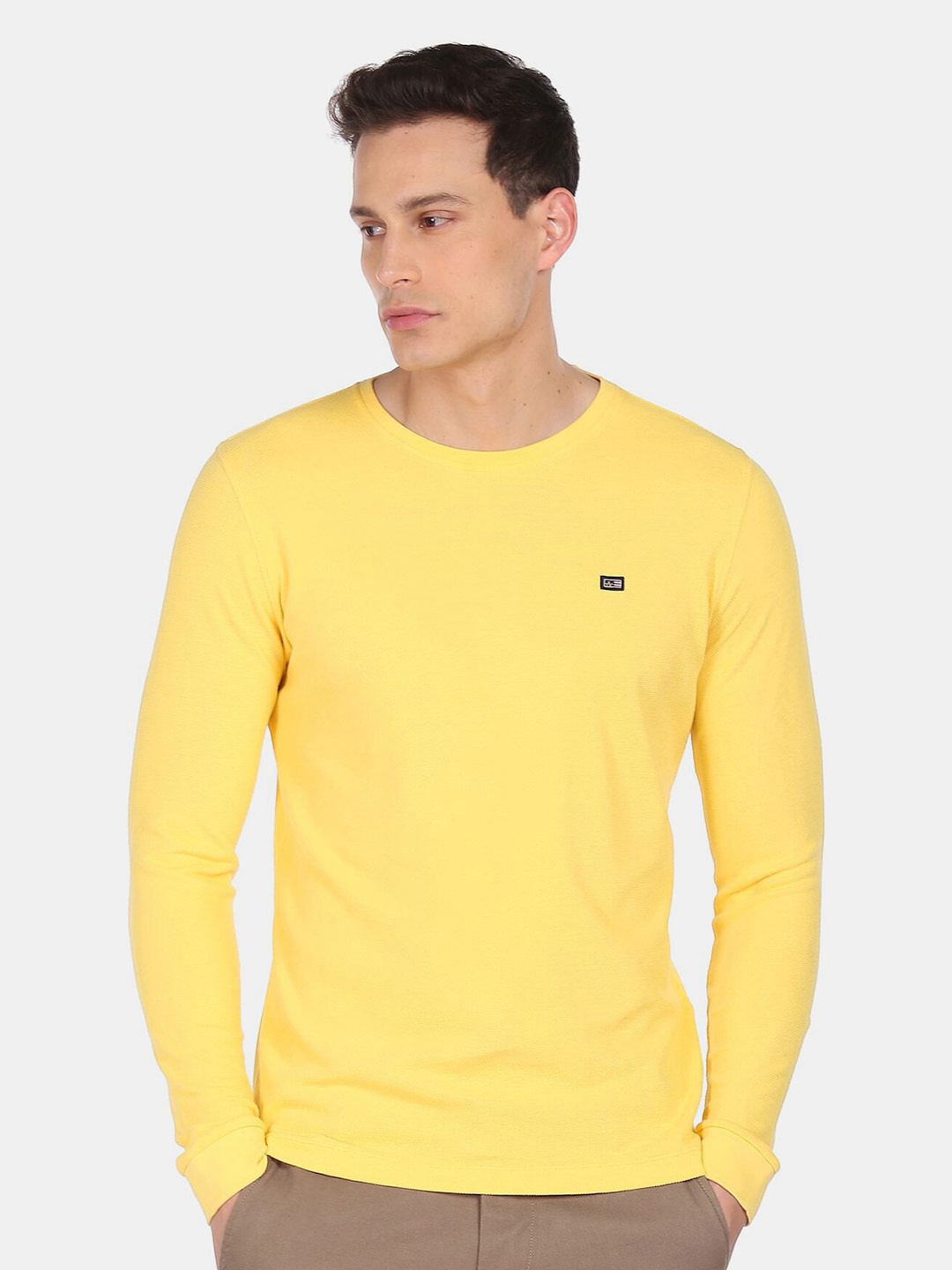 

Arrow Sport Men Yellow Cotton Long Sleeve T-shirt