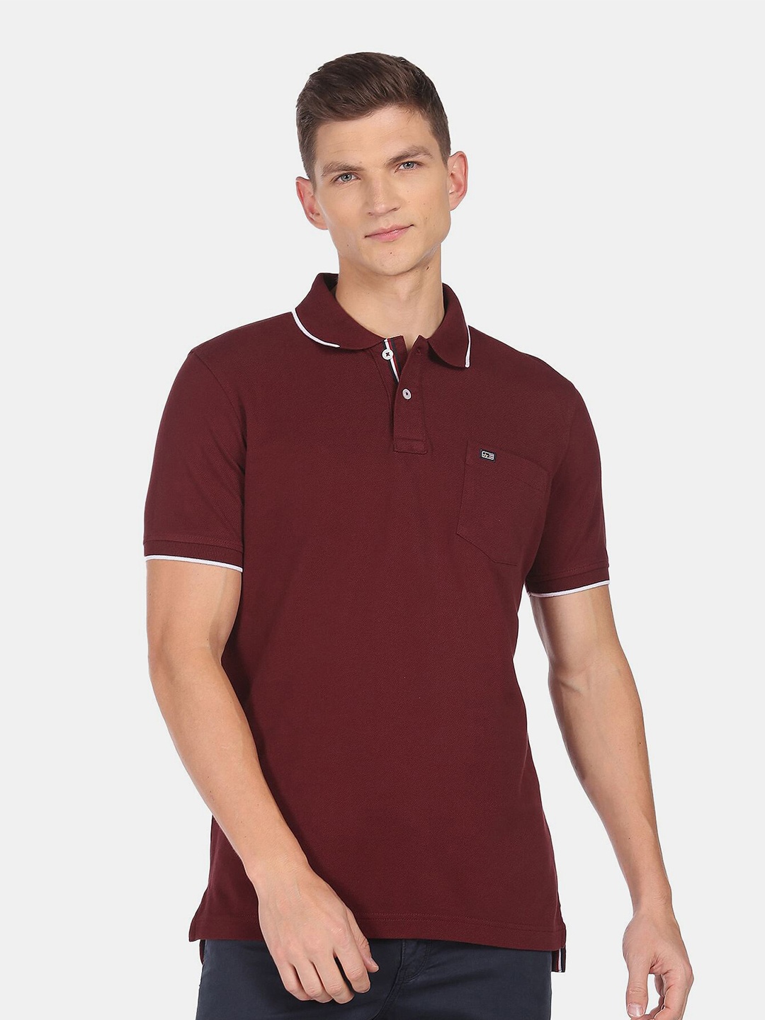 

Arrow Sport Men Red Cotton Polo Collar T-shirt