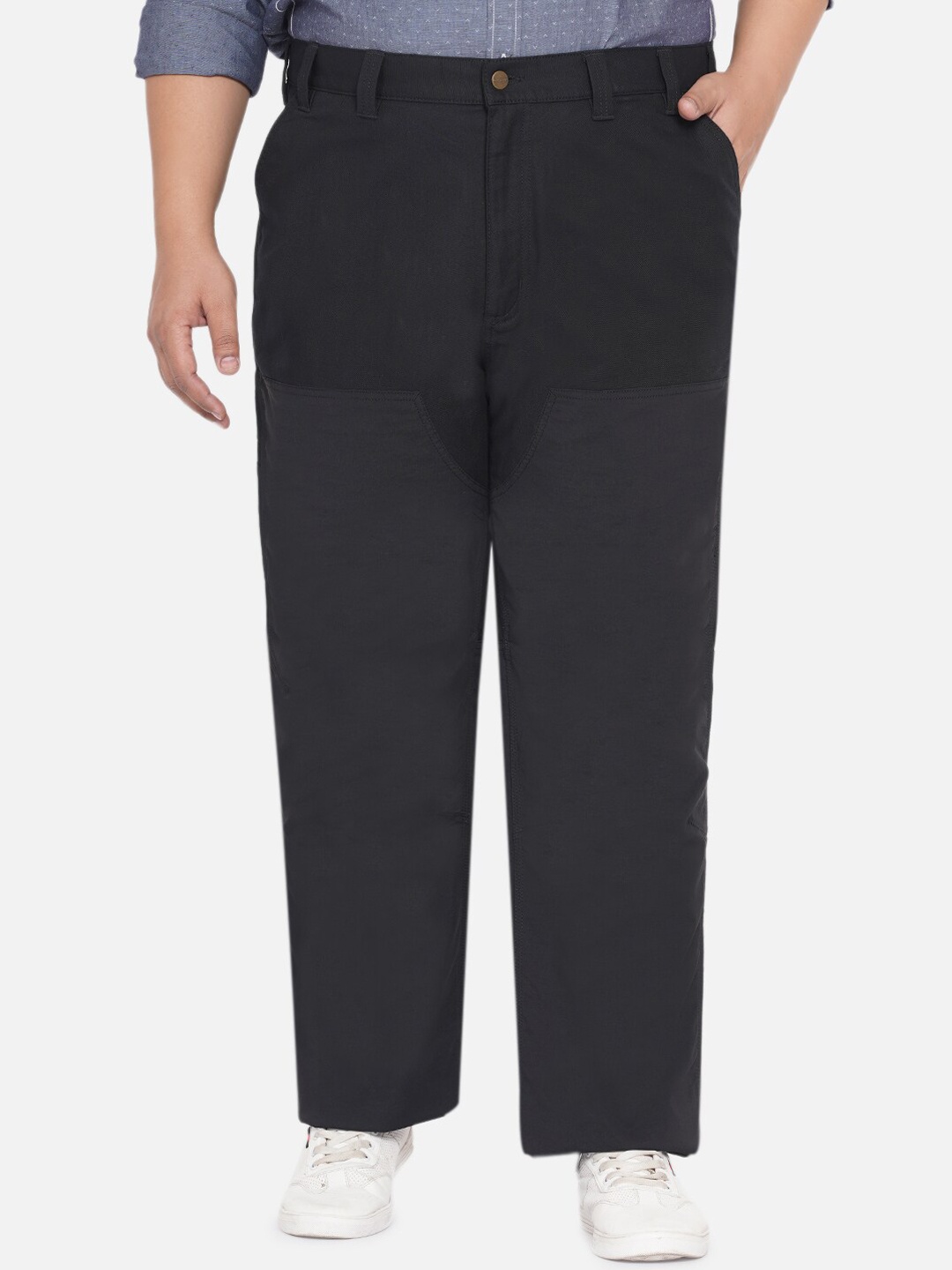 

Santonio Men Black Relaxed Straight Leg Wrinkle Free Cotton Trouser
