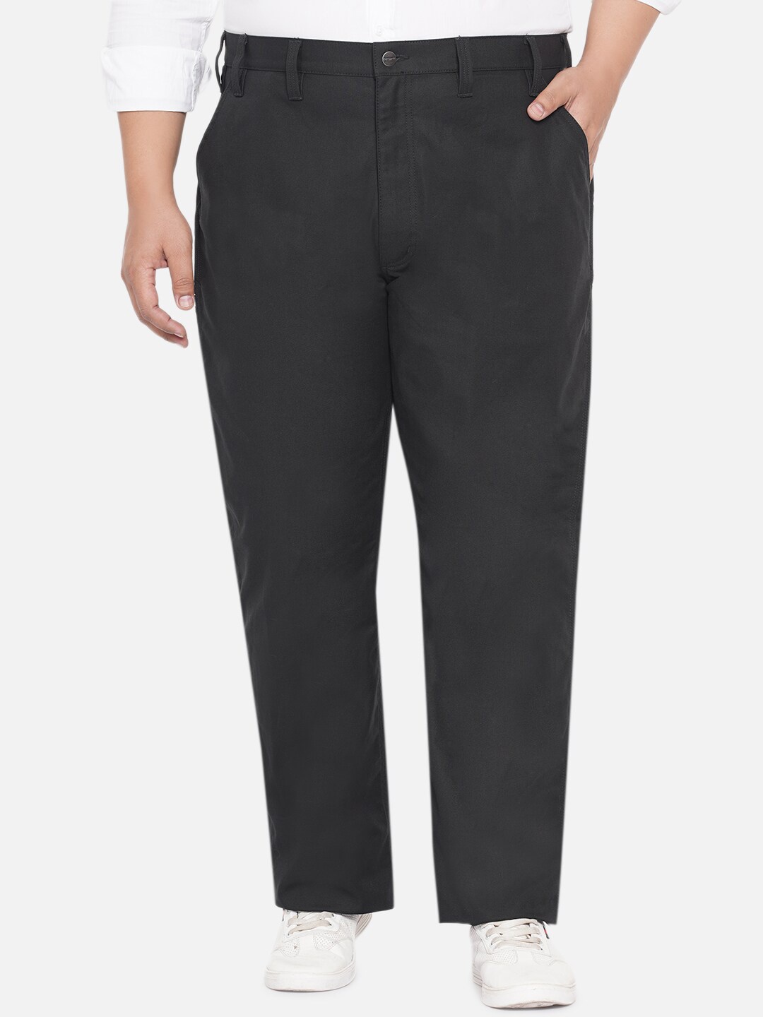 

Santonio Plus Men Black Relaxed Straight Leg Wrinkle Free Trousers