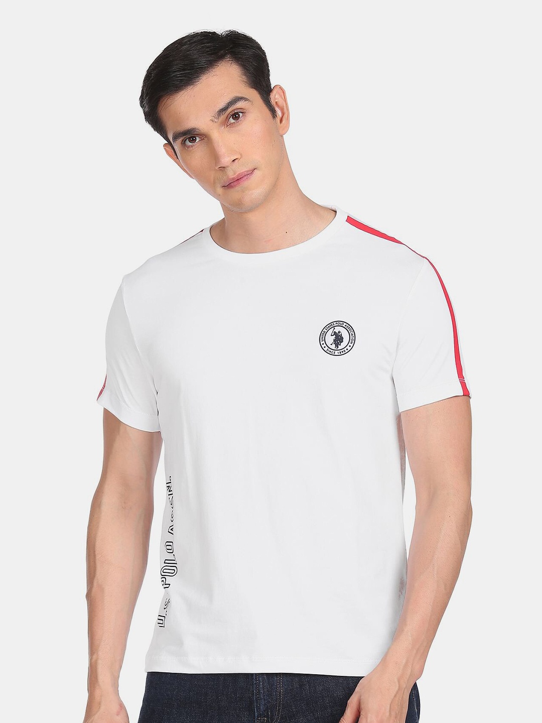 

U.S. Polo Assn. Men White Typography Printed T-shirt