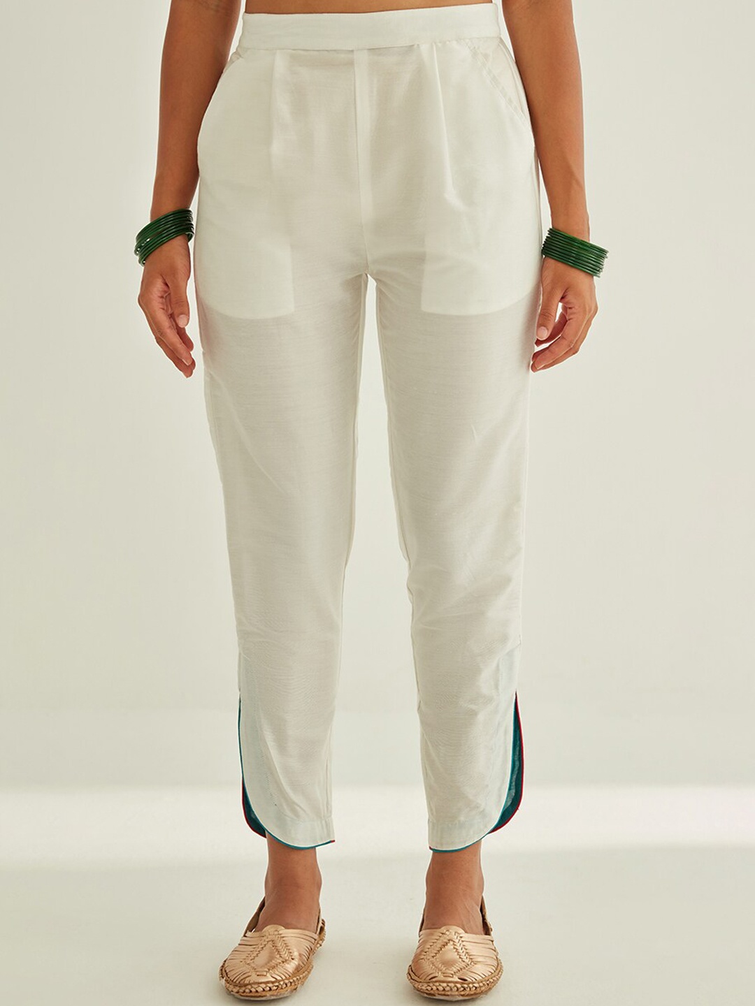 

Abhishti Women White Relaxed Trousers