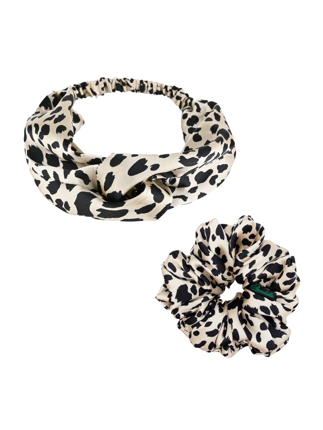 

Arendelle Women Combo of 2 Beige Cheetah Print Large Scrunchie and Head Ban