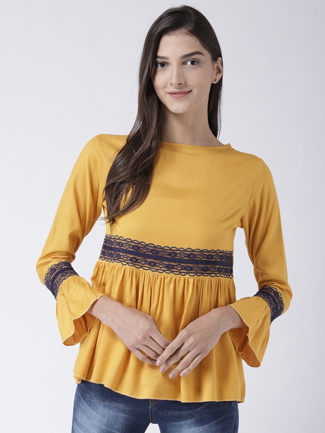 

The Vanca Women Mustard Yellow Empire Top