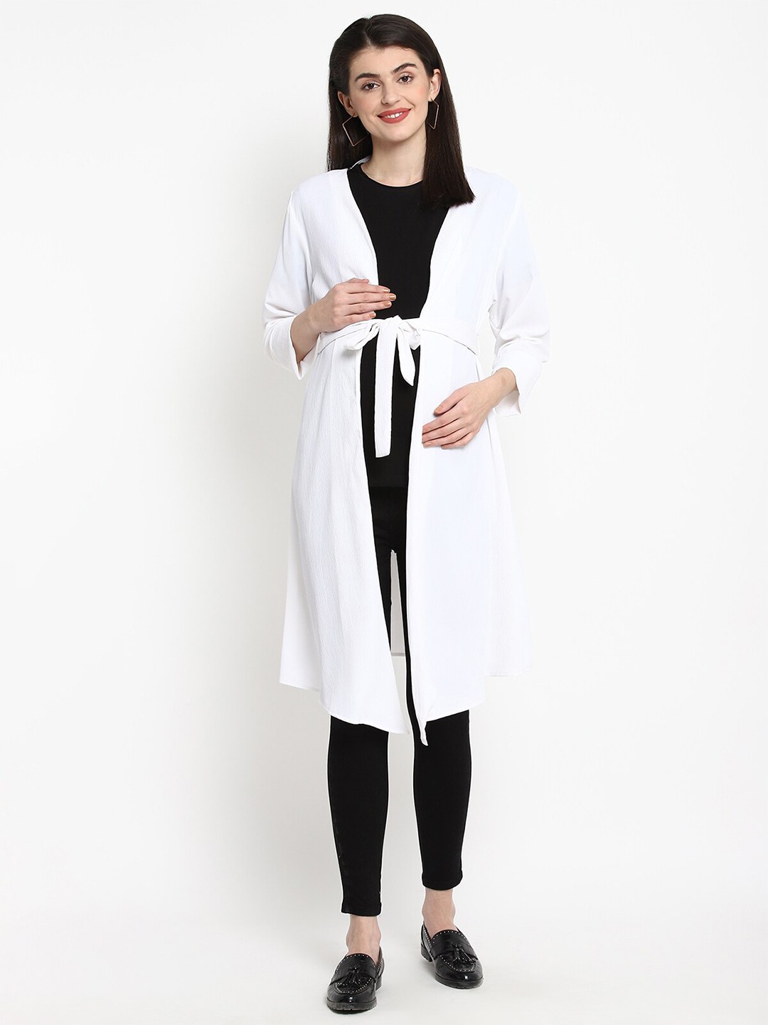 

The Vanca Women White Solid Maternity A-Line Dress