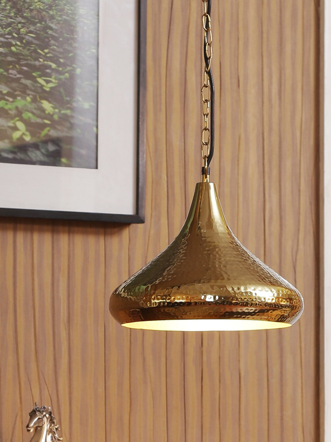 

THE LIGHT STORE Gold-Toned Textured Pendant Hanging Lamp
