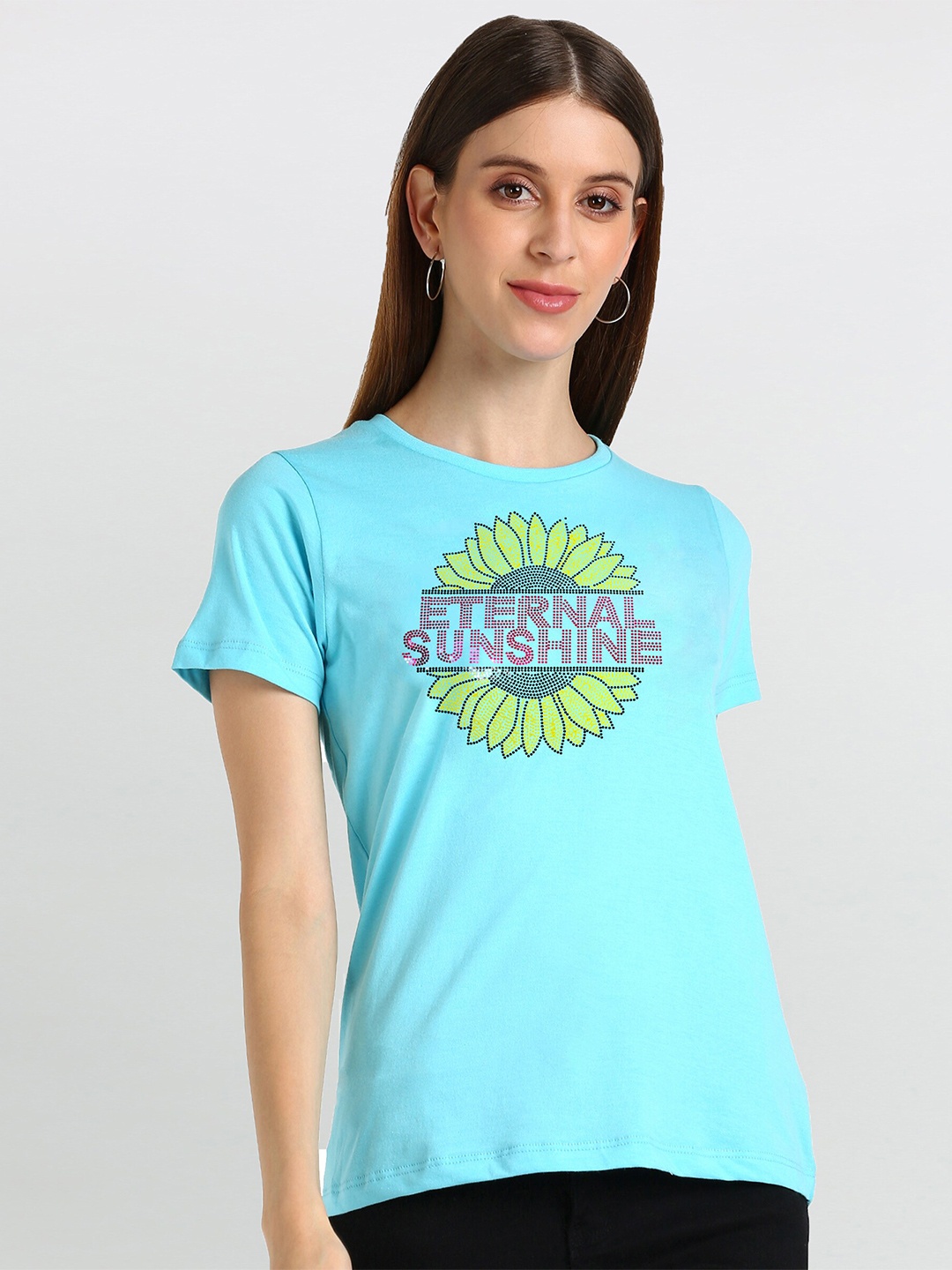 

shashvi Women Blue Printed T-shirt