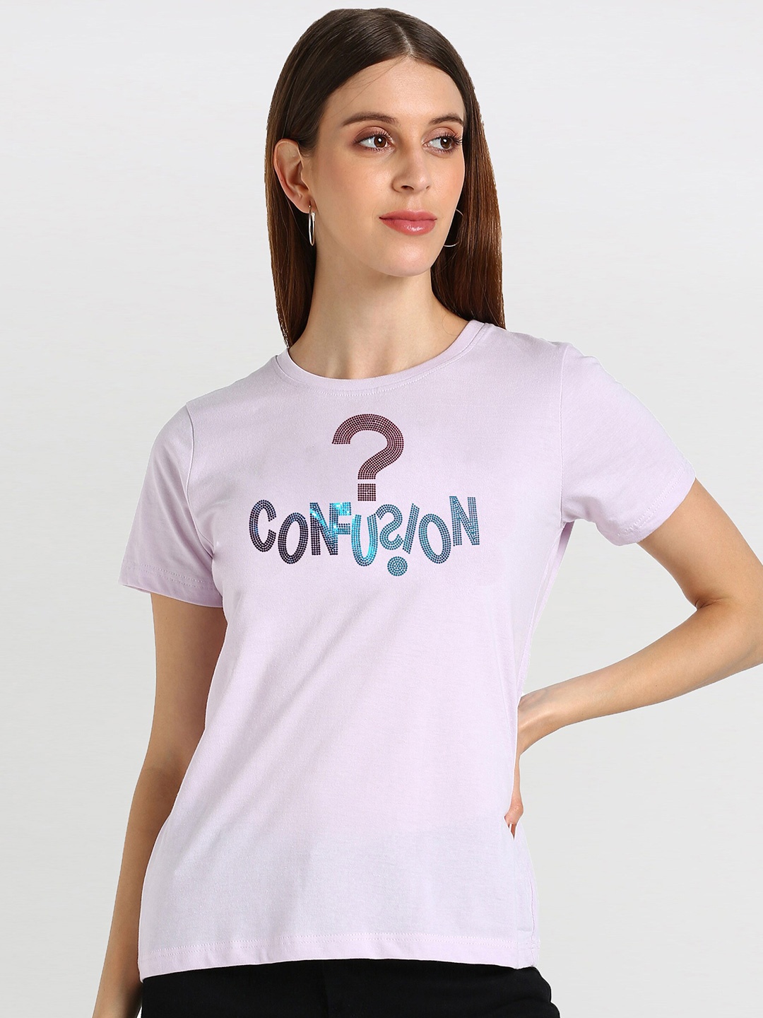 

shashvi Women Lavender Solid T-shirt