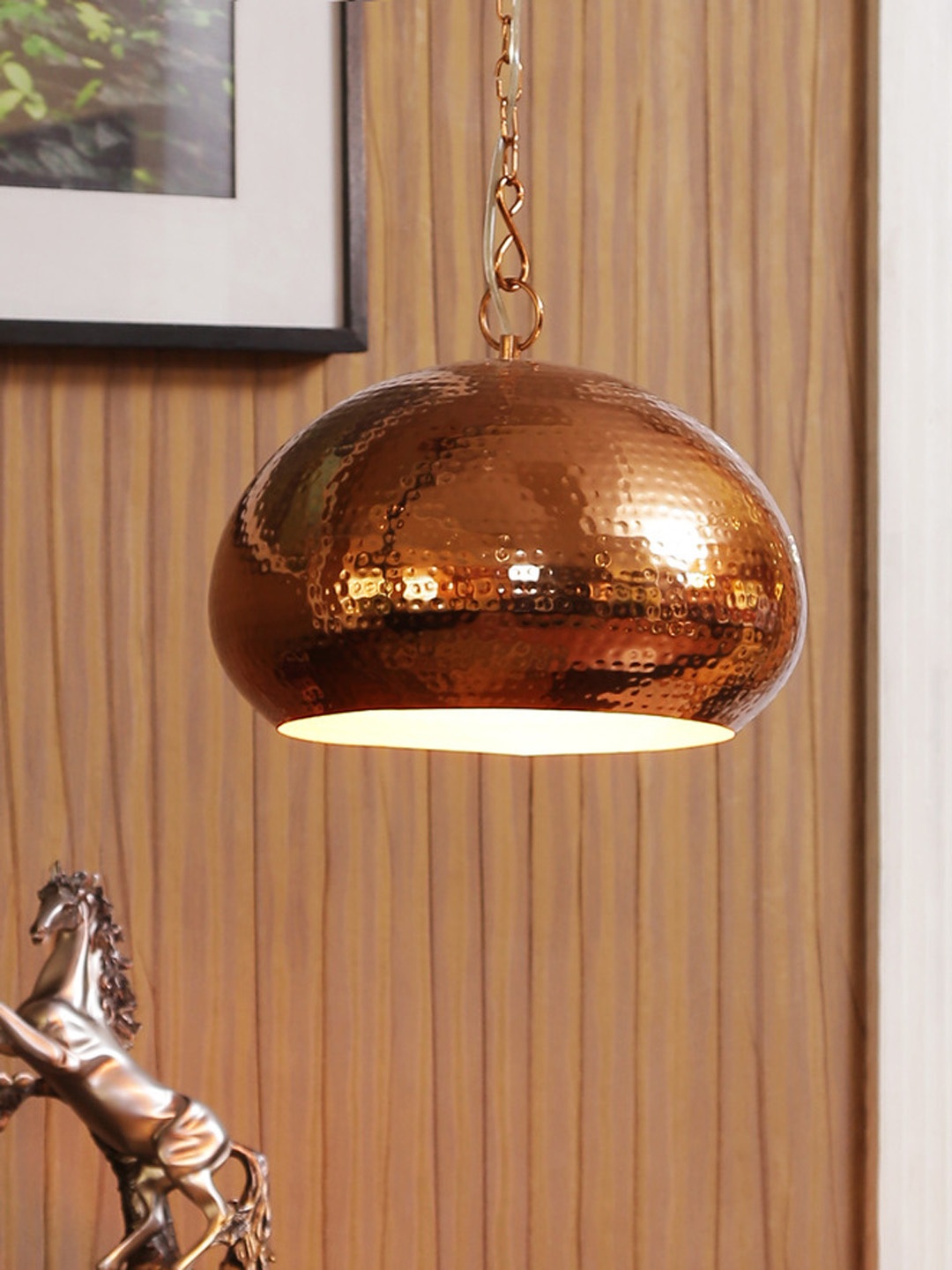 

THE LIGHT STORE Copper-Toned Textured Pendant Hanging Lamp