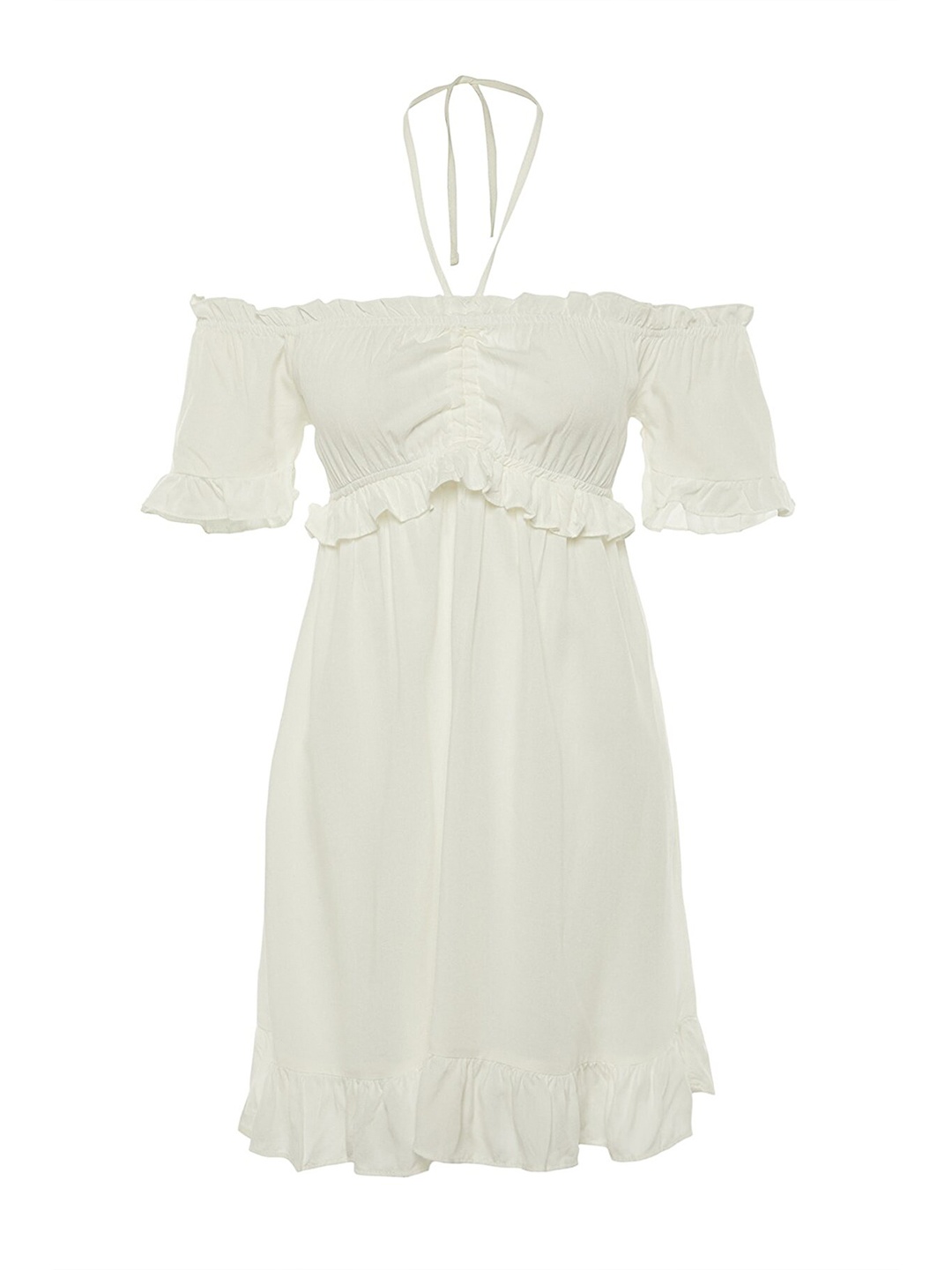 

Trendyol Off White Tie-Up Neck A-Line Dress