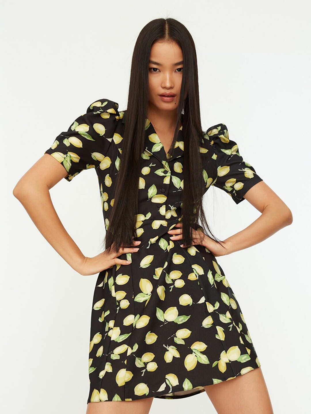 

Trendyol Black & Yellow Printed Mini Dress