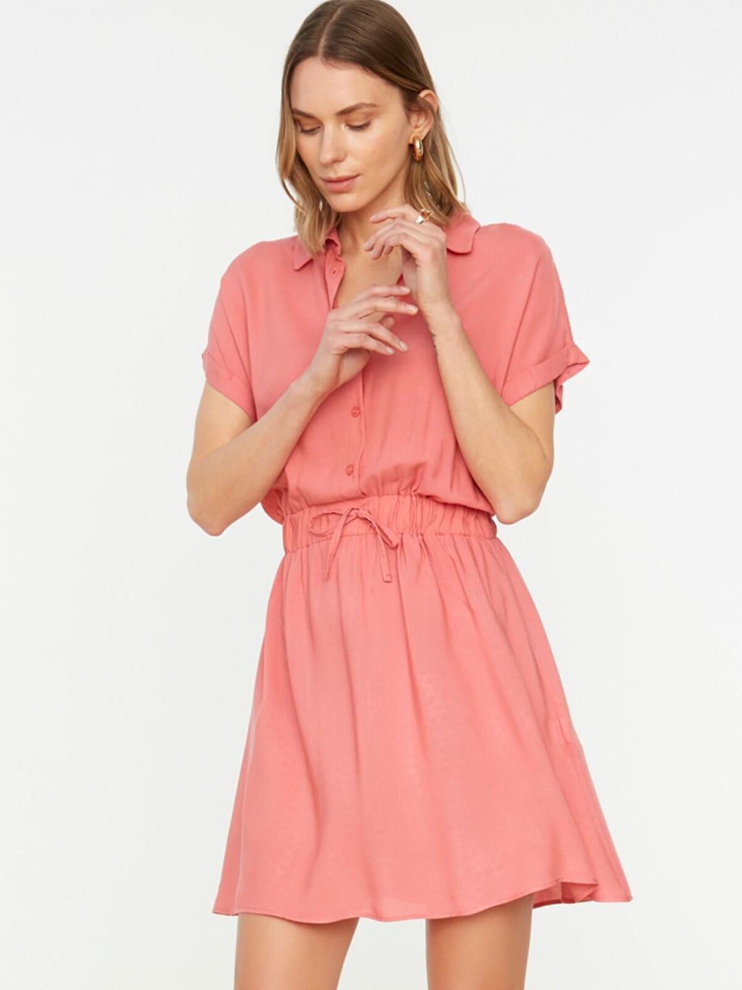 

Trendyol Teal Empire Mini Dress