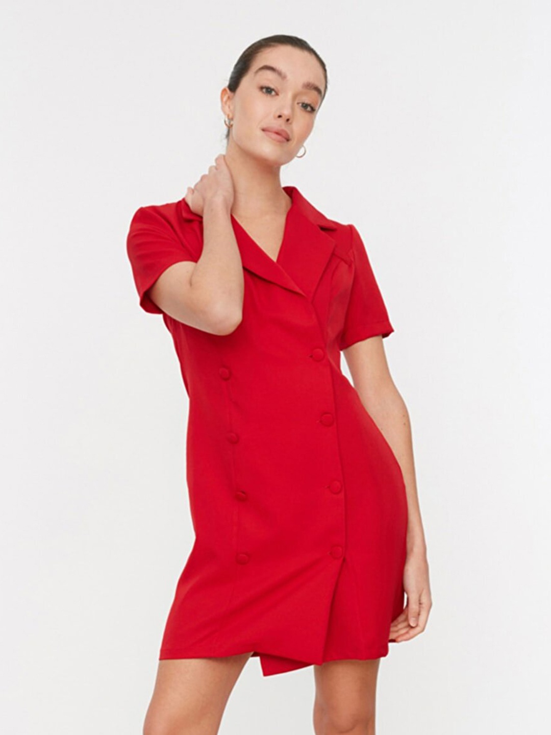 

Trendyol Red Wrap Solid Dress