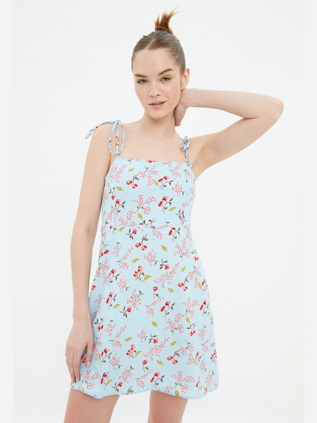 

Trendyol Women Blue Floral A-Line Mini Dress