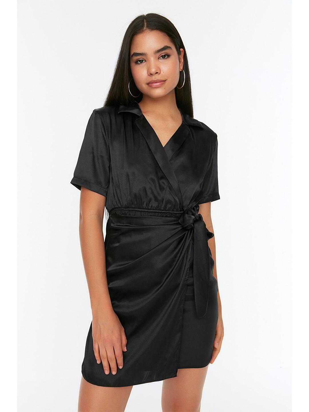 

Trendyol Women Black Solid Wrap Dress