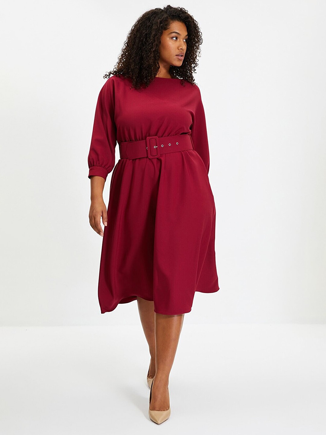 

Trendyol Women Burgundy Fit & Flare Dress