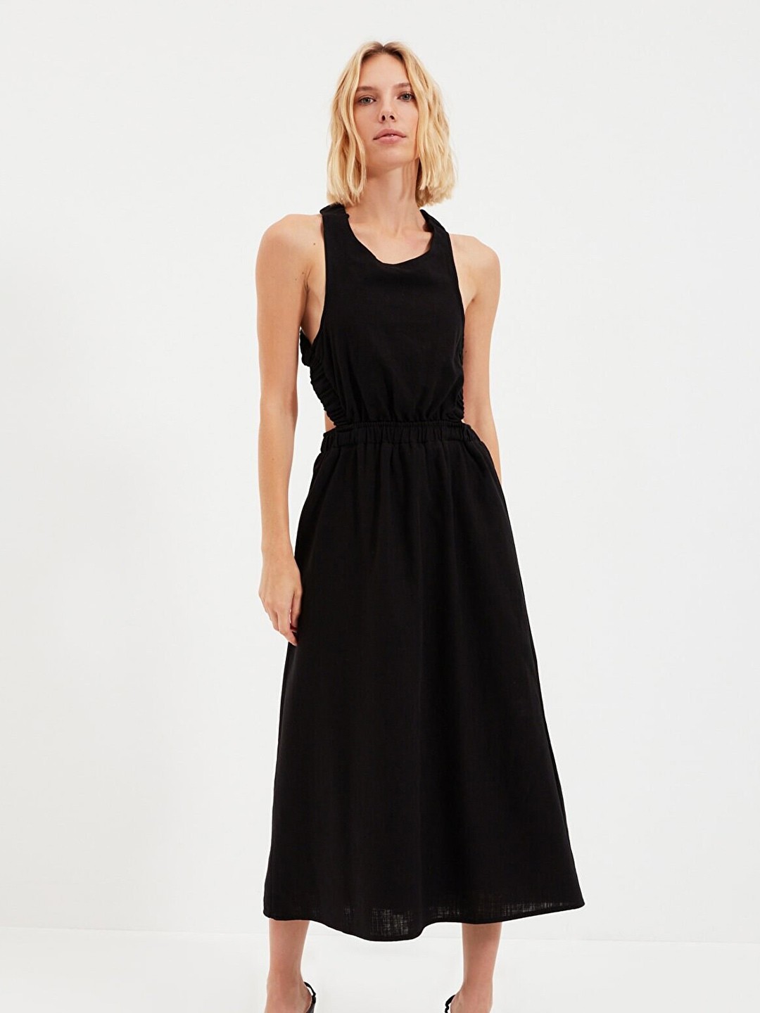 

Trendyol Black Cotton Fit & Flare Midi Dress