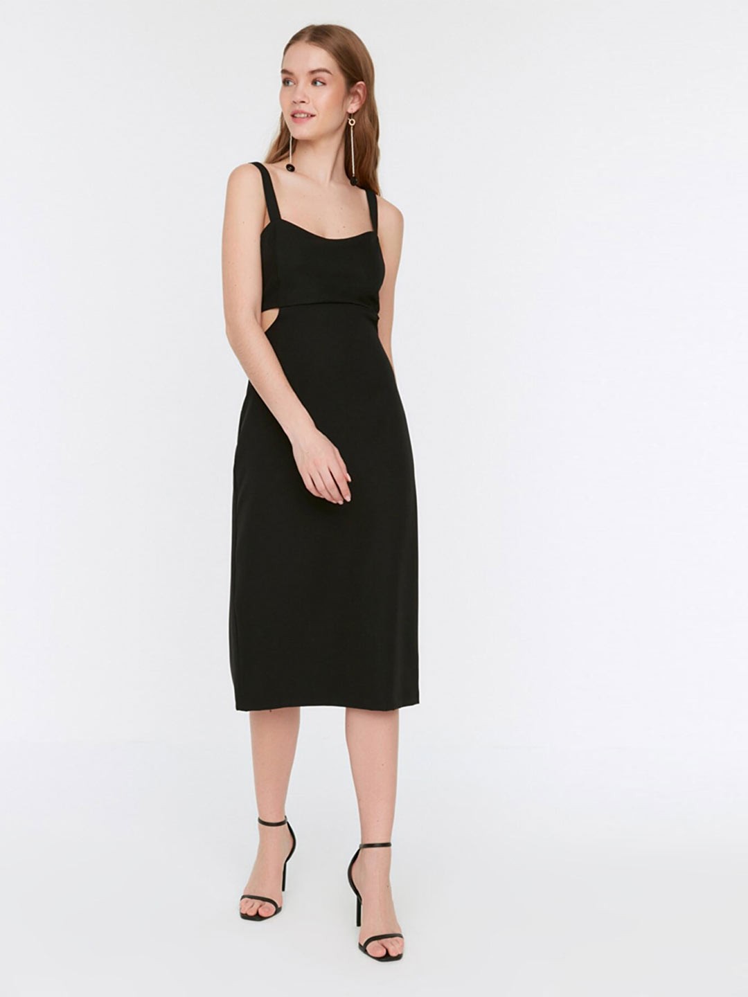 

Trendyol Women Black Solid Sheath Midi Dress