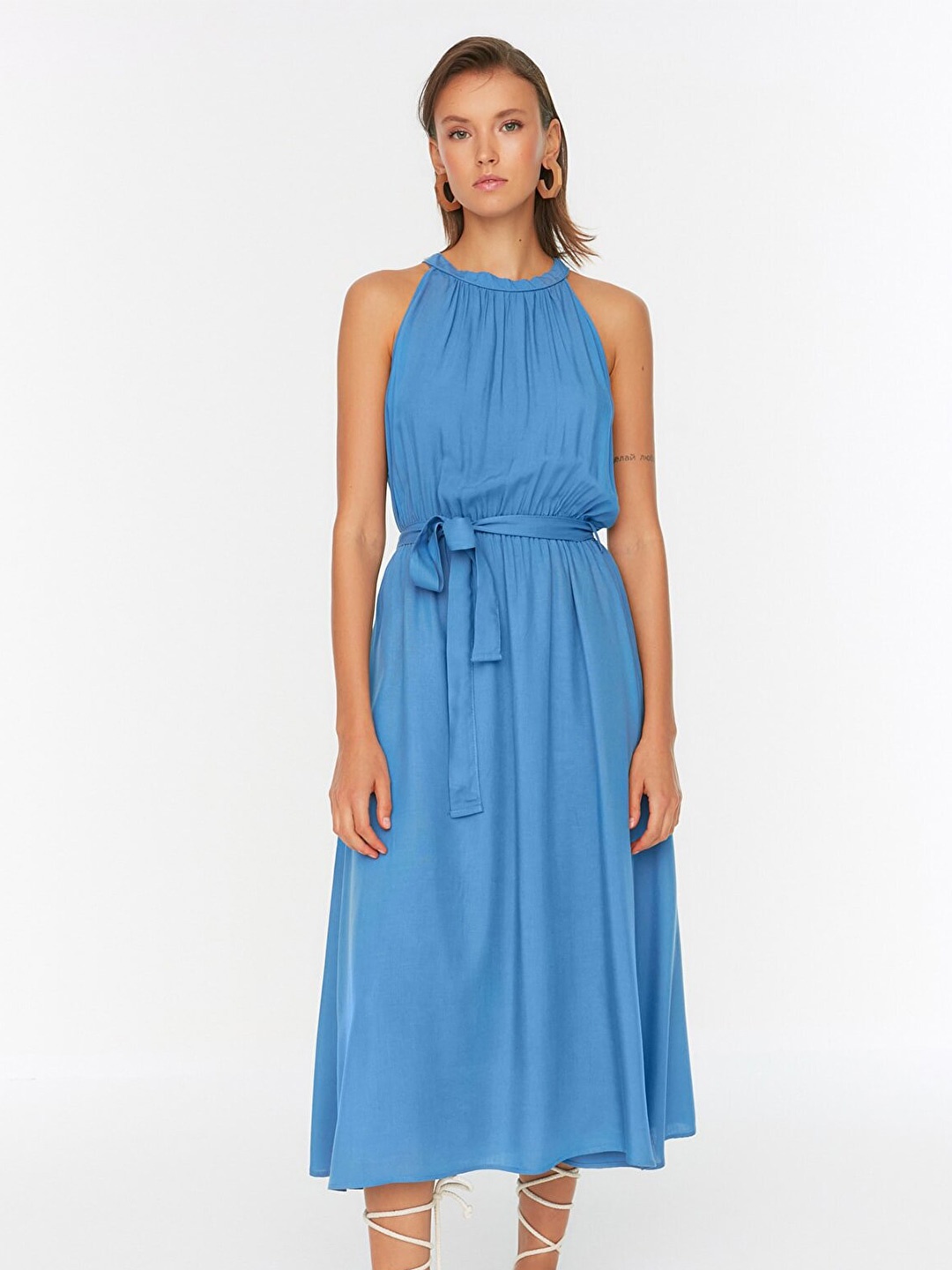 

Trendyol Women Blue Solid A-Line Midi Dress