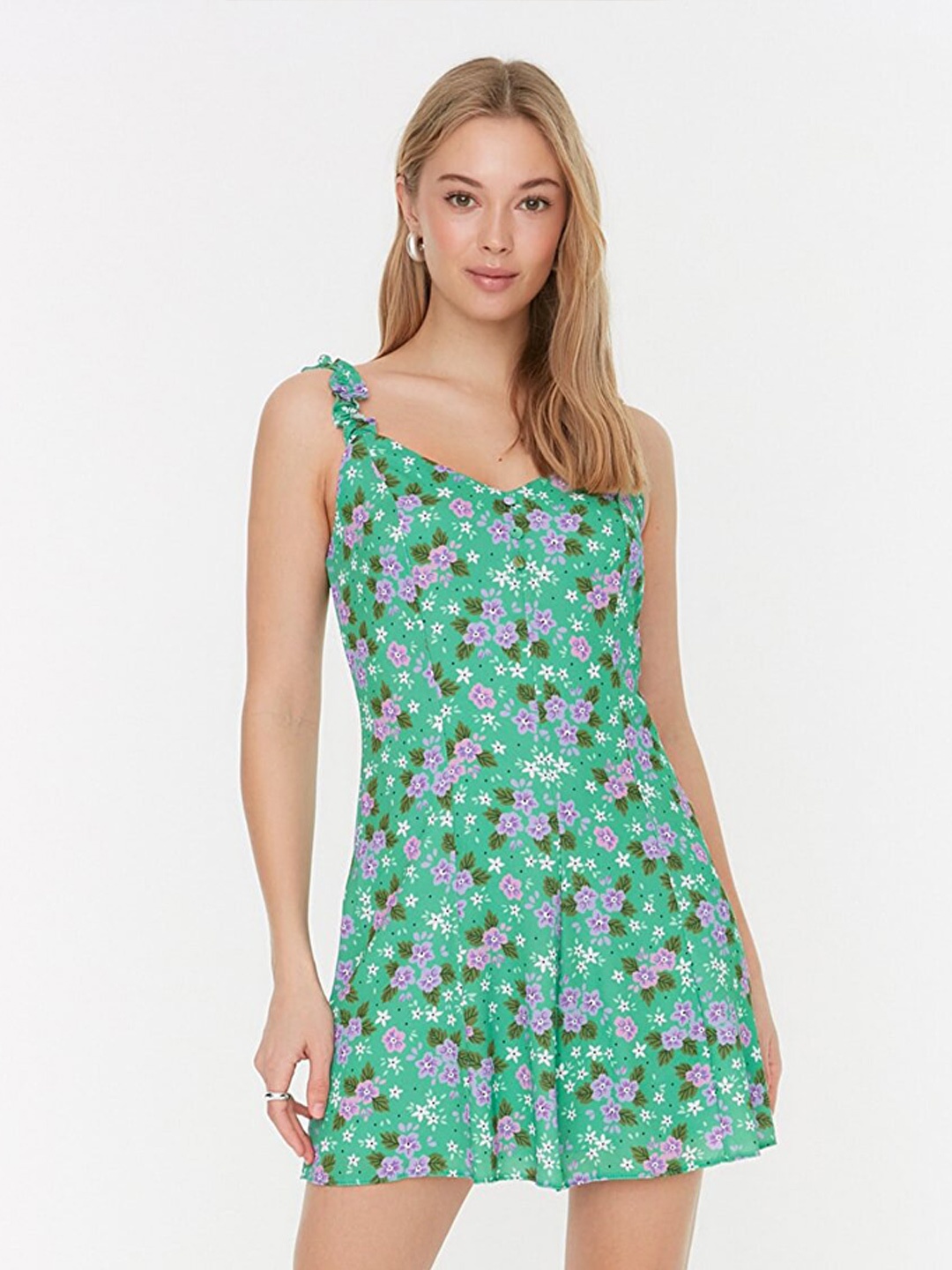 

Trendyol Green Floral Mini Dress