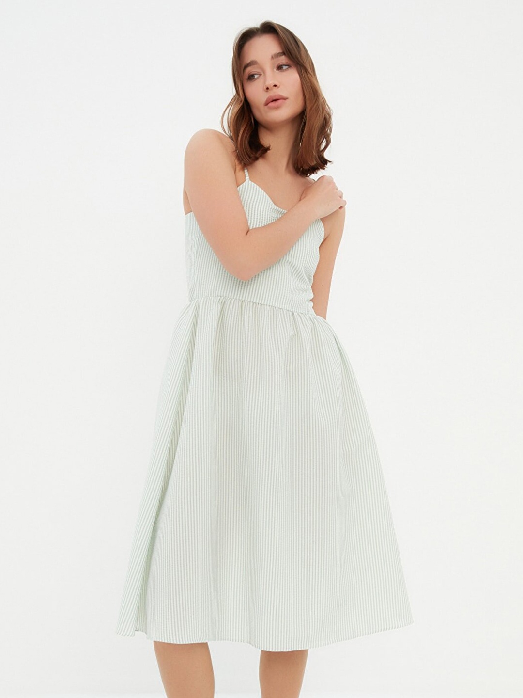 

Trendyol Green Striped Midi Dress