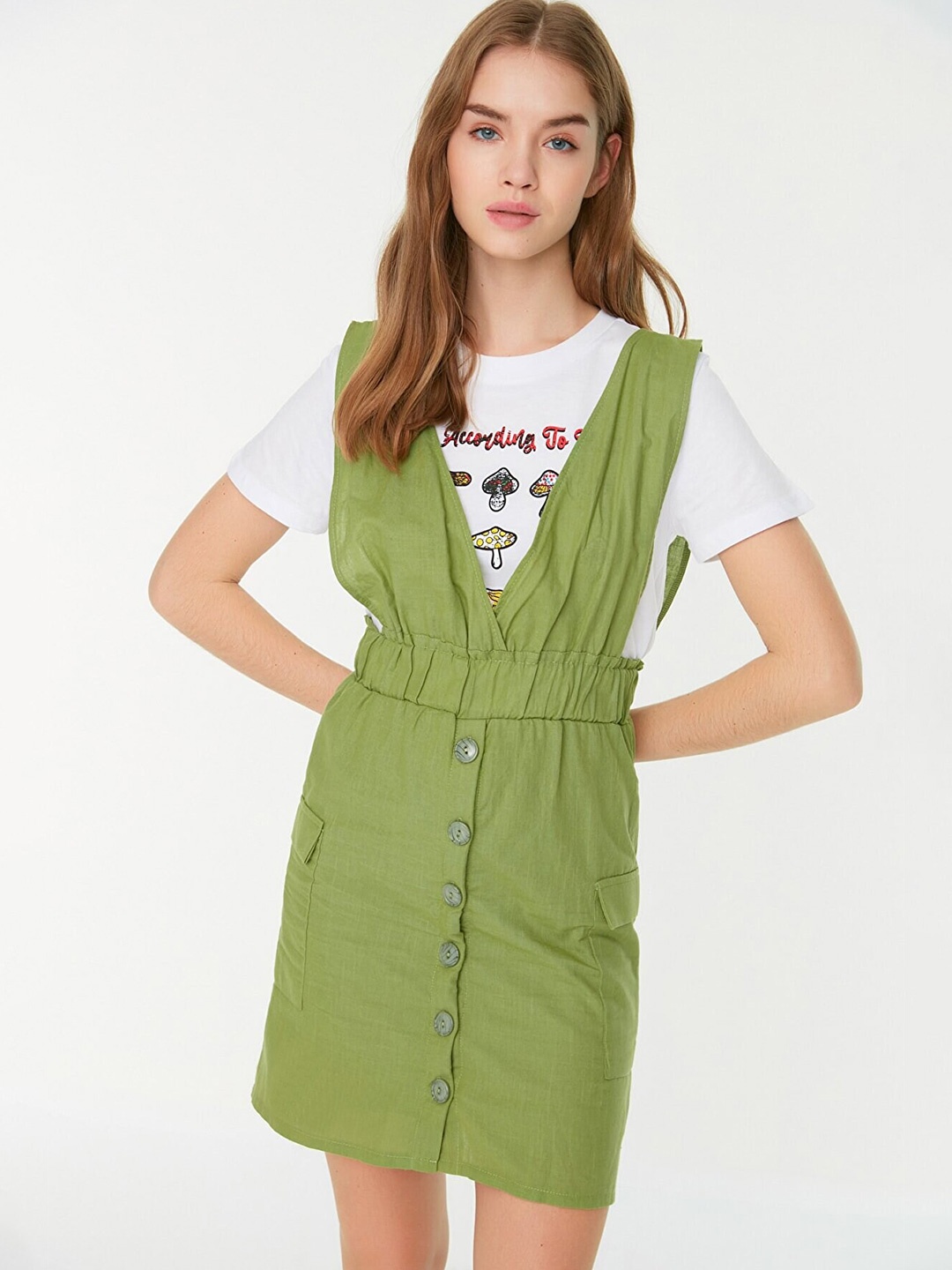 

Trendyol Green Pinafore Dress