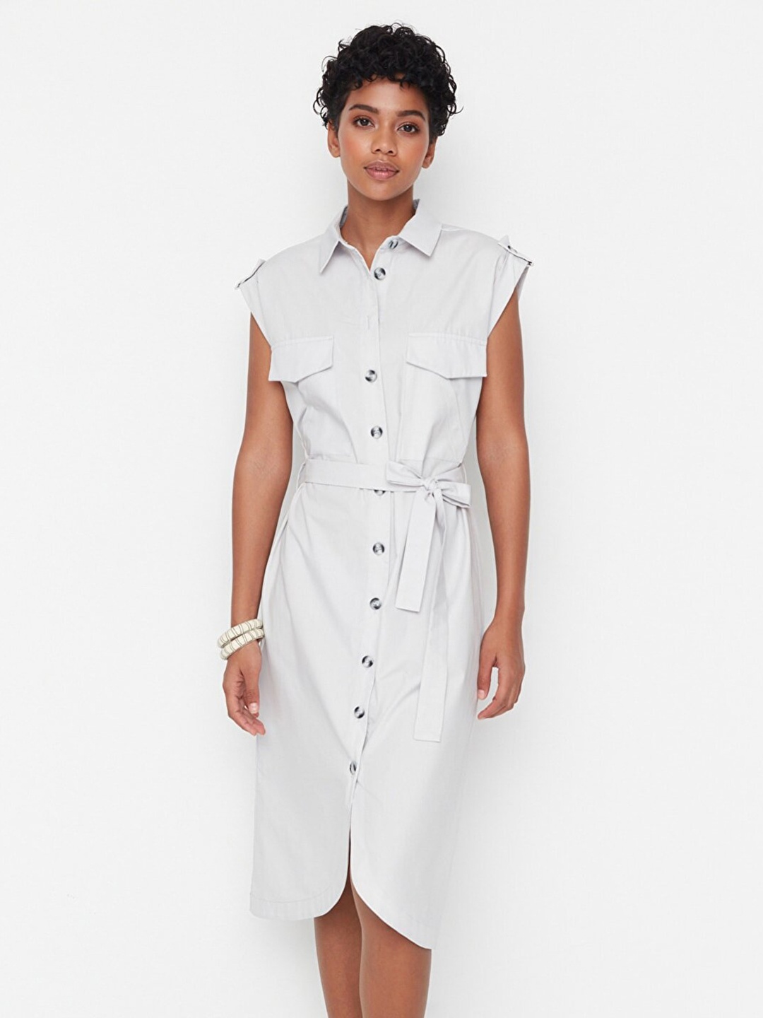 

Trendyol Off White Shirt Midi Dress