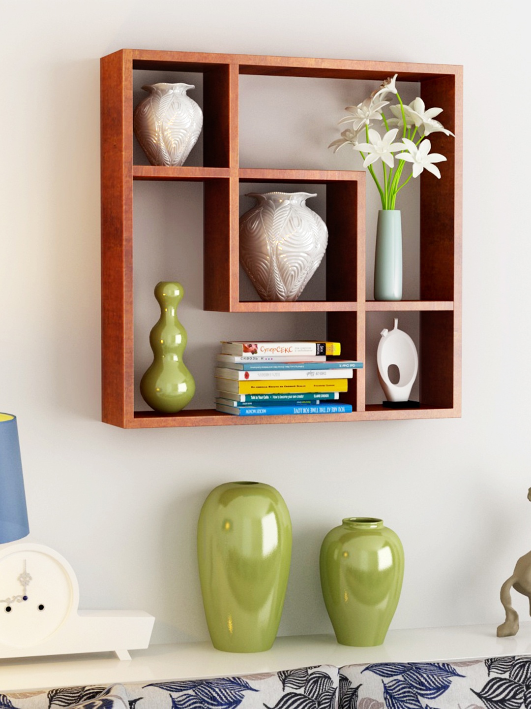 

Home Sparkle Brown Square Wall Shelf