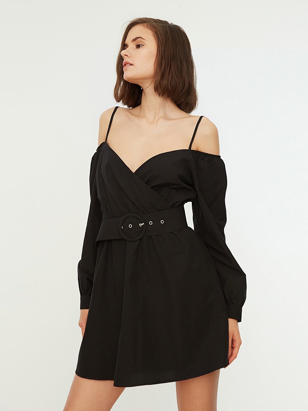 

Trendyol Black Off-Shoulder Mini Dress