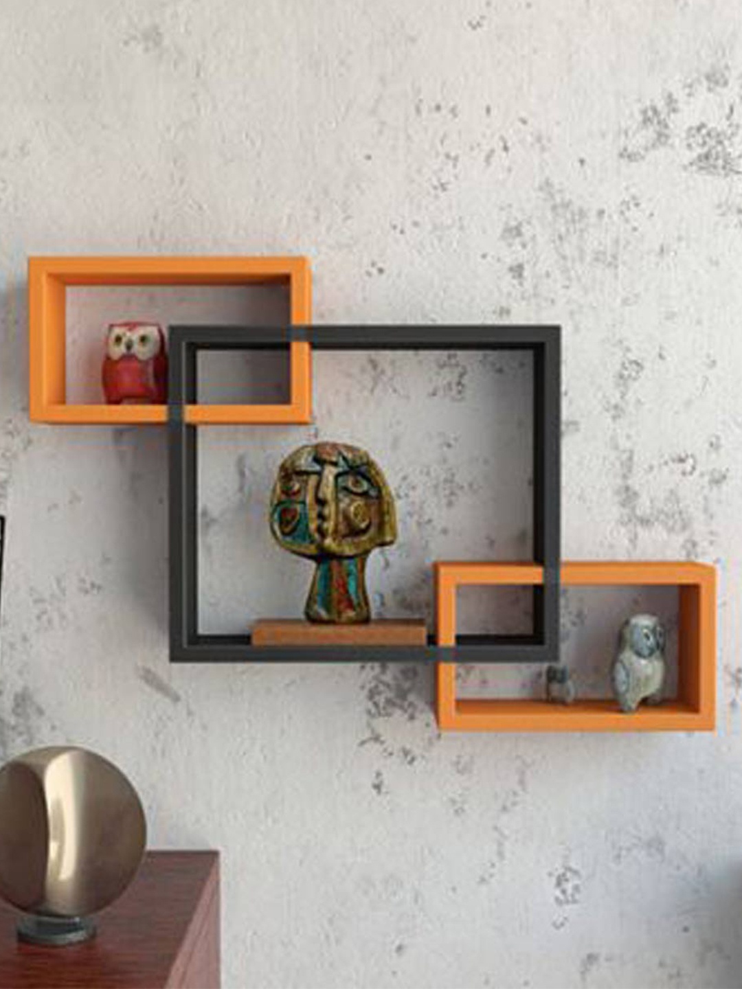 

Home Sparkle Orange & Black Mosaic Wall Shelf