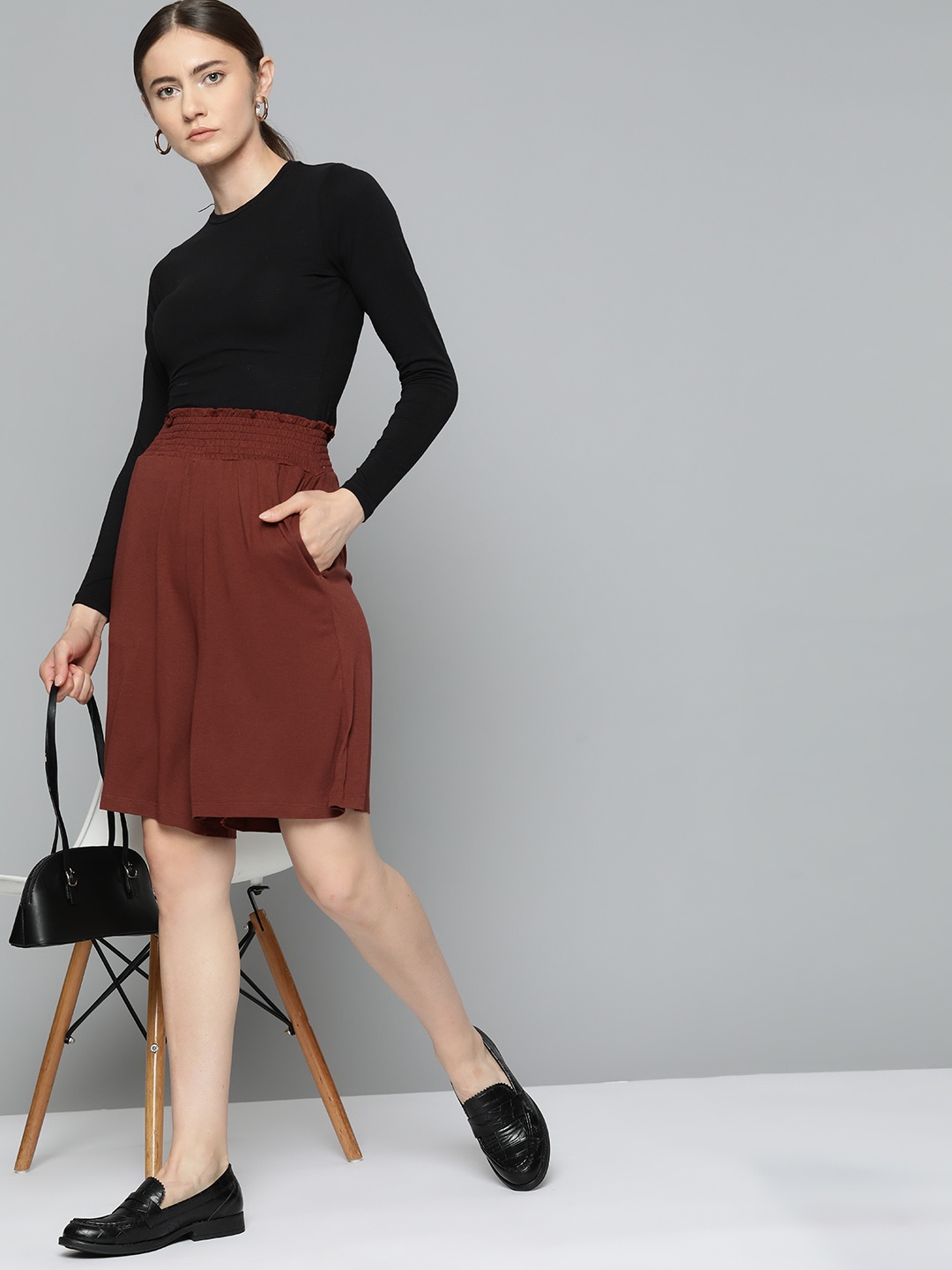 

Chemistry Women High-Rise Shorts, Brown