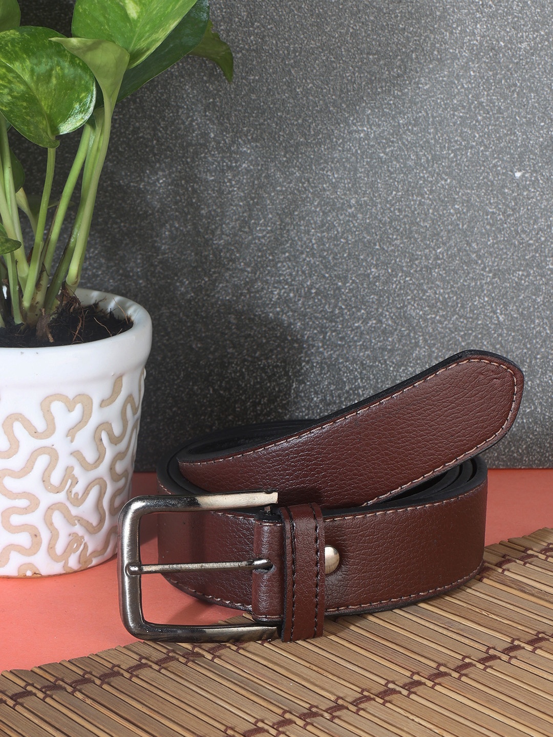 

ZEVORA Men Brown PU Belt