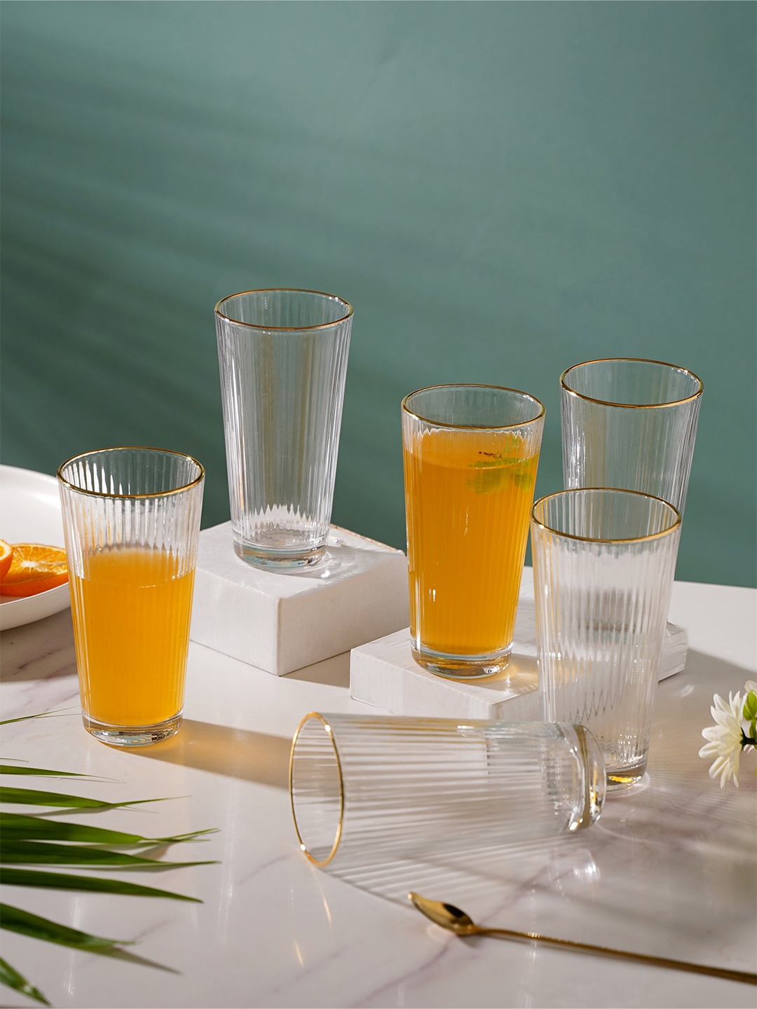 

Nestasia Set of 6 Textured Glass Drinkware Set 350ML Each, Transparent